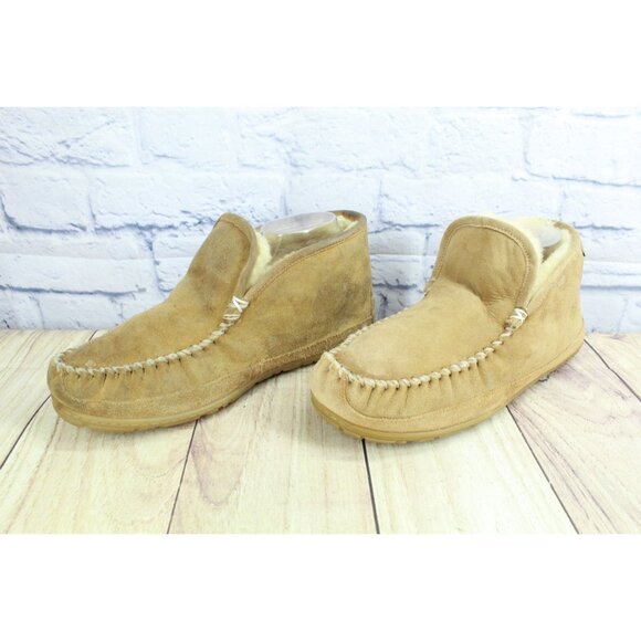 LL Bean Wicked Good Slippers Boot Moc Suede Brown Size 12 Wide - Picture 2 of 10